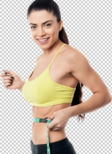 Fitness woman with measuring tape around her waist